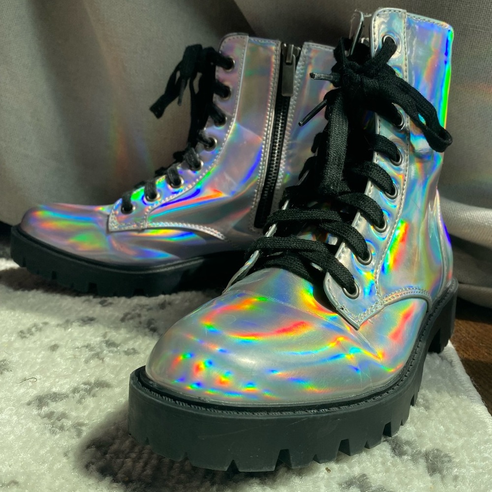 Rainbow Gay Pride Holographic Fashion Nova booties - Size 6
